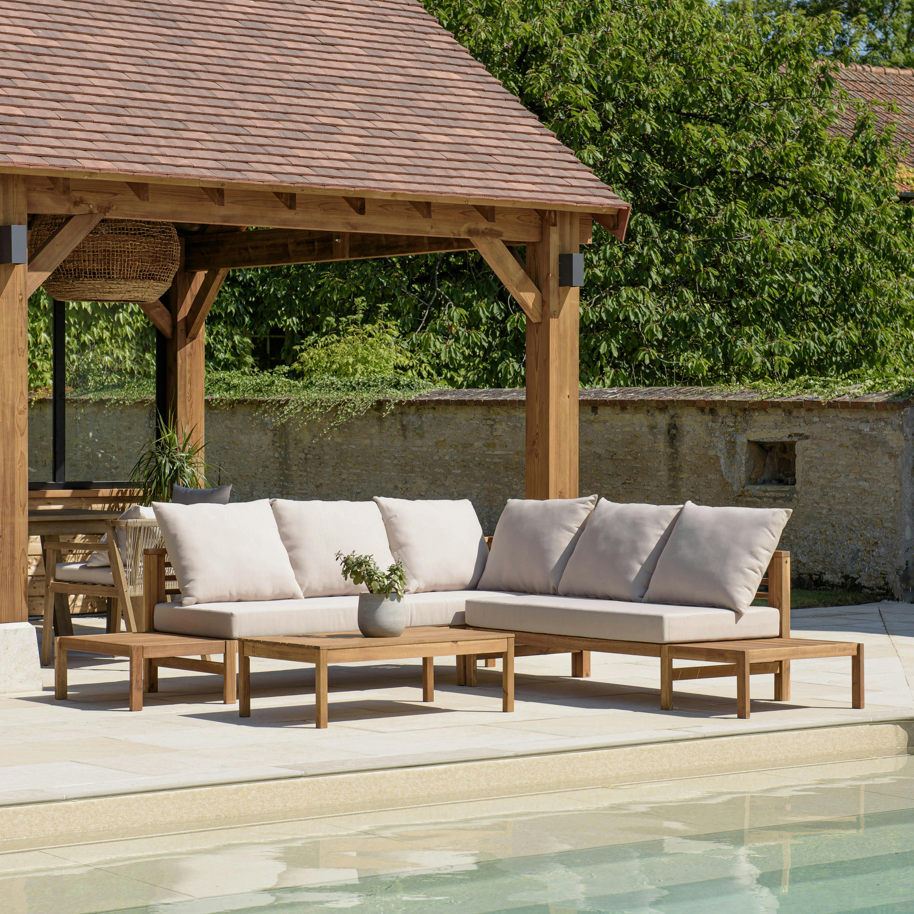 Salon de jardin 5 places acacia huilé OSTIA