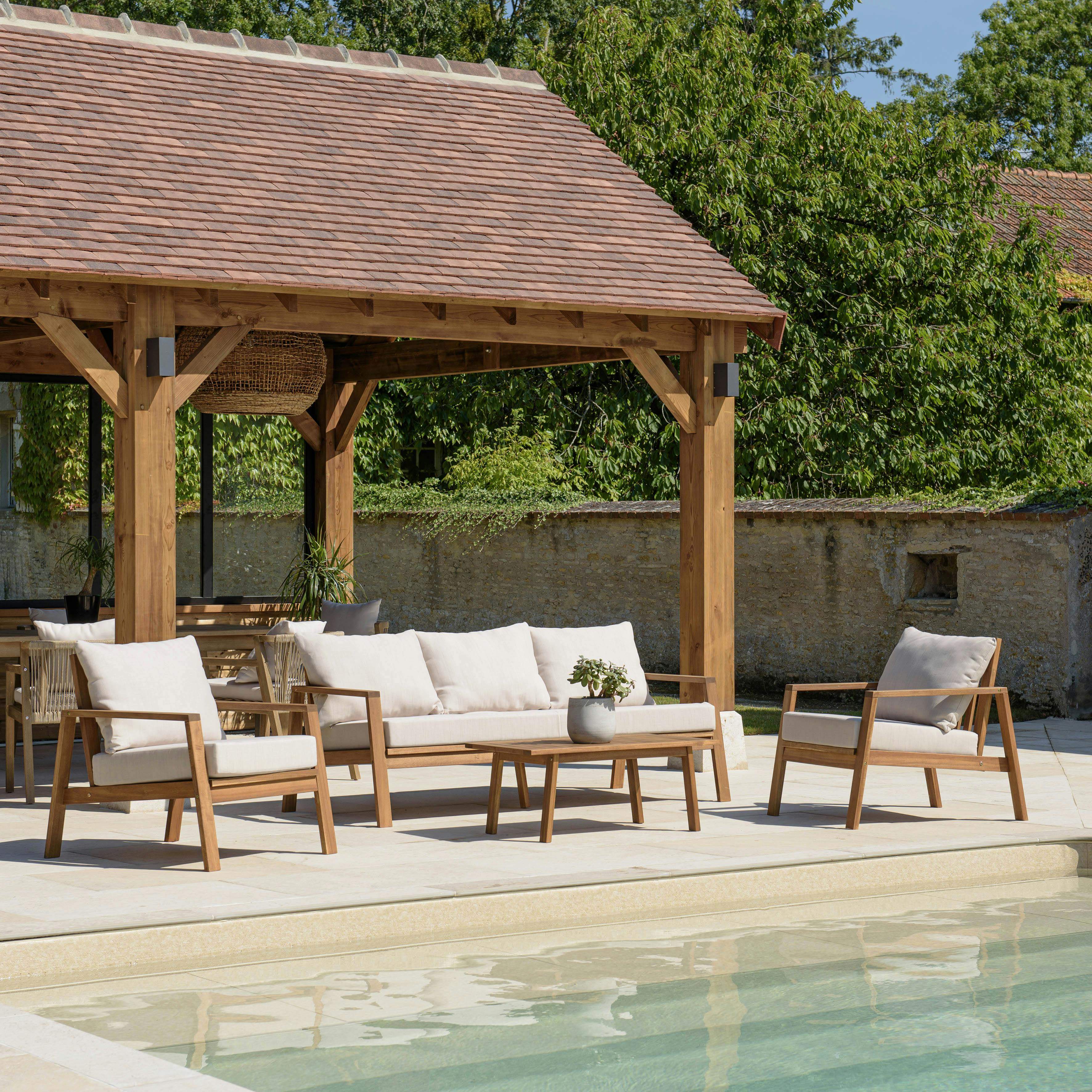 Salon de jardin 5 places BONIFACIO acacia huilé OSTIA