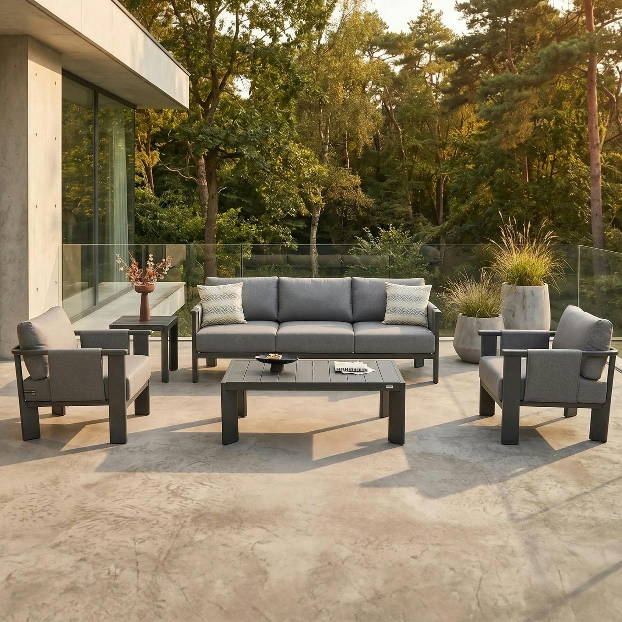 Salon de jardin 5 places complet en aluminium LIGO