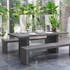 Salon de jardin Aspect Béton Table 200x90 + 2 bancs HERCULE