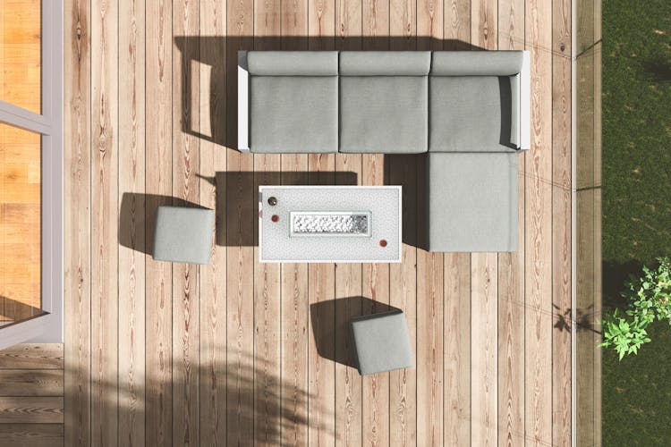 Module avec accoudoirs pour salon de jardin design en aluminium blanc (2 pièces : 1 fauteuil gris accoudoir droit, 1 fauteuil gris accoudoir gauche) MAJORQUE