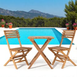 Salon de jardin en teck (1 table, 2 chaises) MENDOZA