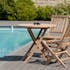 Salon de jardin en teck brut Table ronde pliante 80cm 2 chaises SUMMER