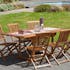 Salon de jardin en teck huilé Table rectangulaire 120/180cm 6 chaises MACAO