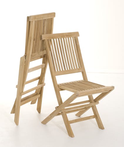 Salon de jardin en teck Table rectangle 120/180 cm et 6 chaises Java pliantes SUMMER