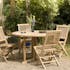 Salon de jardin en Teck table ronde 120cm 4 chaises SUMMER