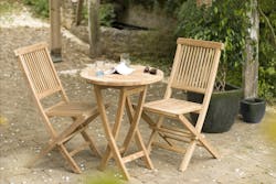 Salon de jardin bistrot pliable - Emilia carré terra cotta - Table carrée  70x70cm avec deux chaises pliantes. acier