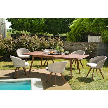  Salon de jardin SUMMER (1 table de jardin extensible 180x240, 6 fauteuils de jardin)