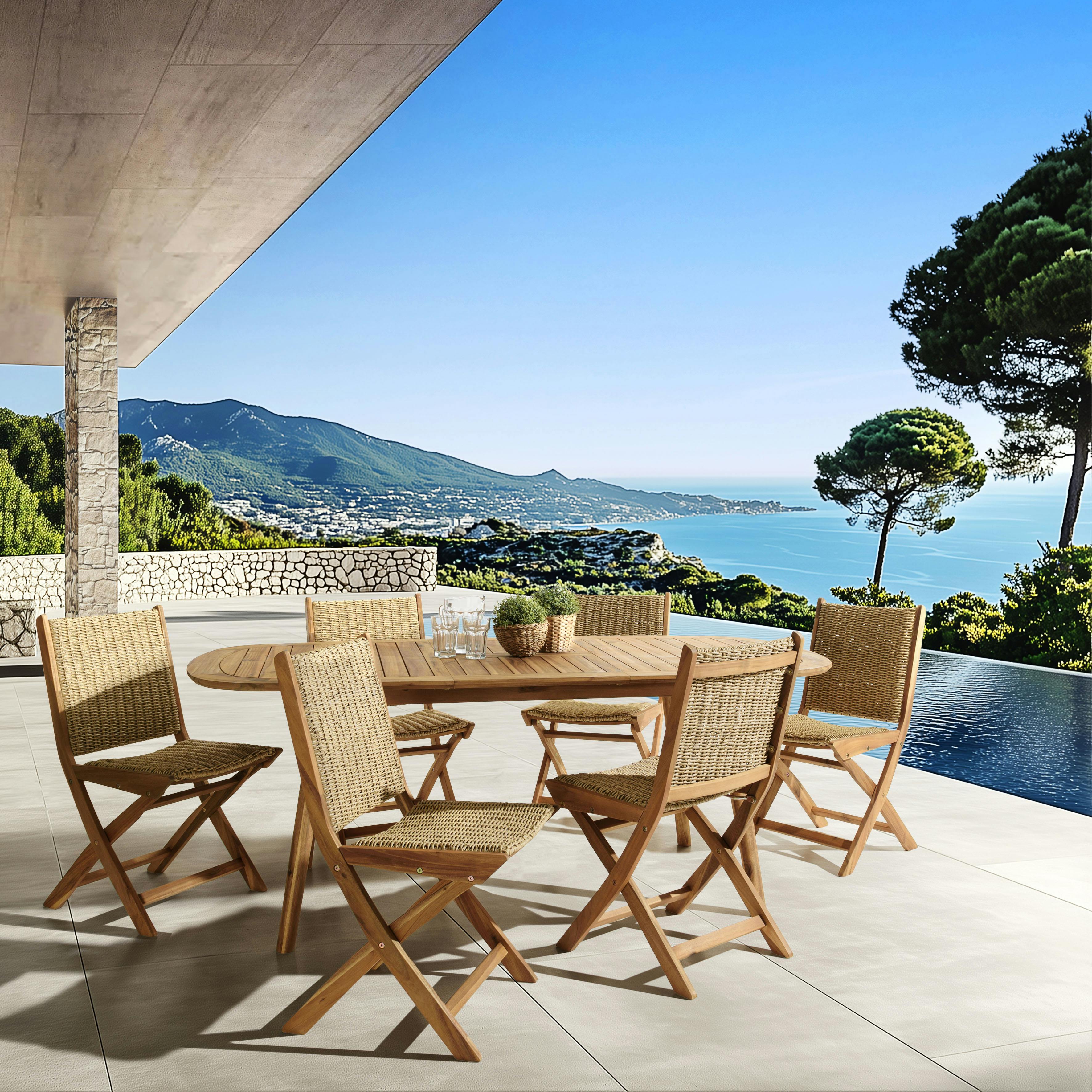 Salon de jardin table 150 extensible 6 chaises OSTIA