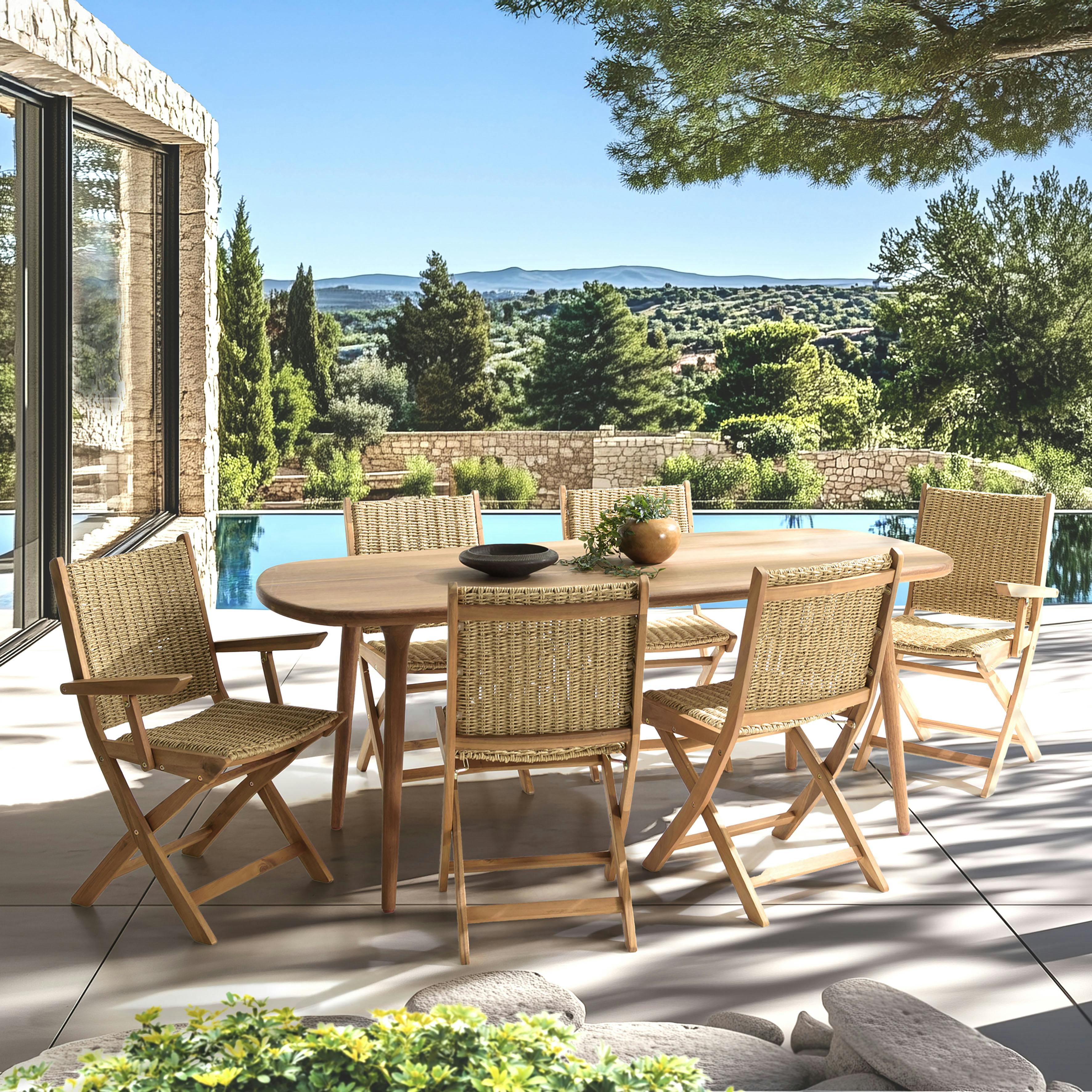 Salon de jardin table 200 cm 6 assises OSTIA