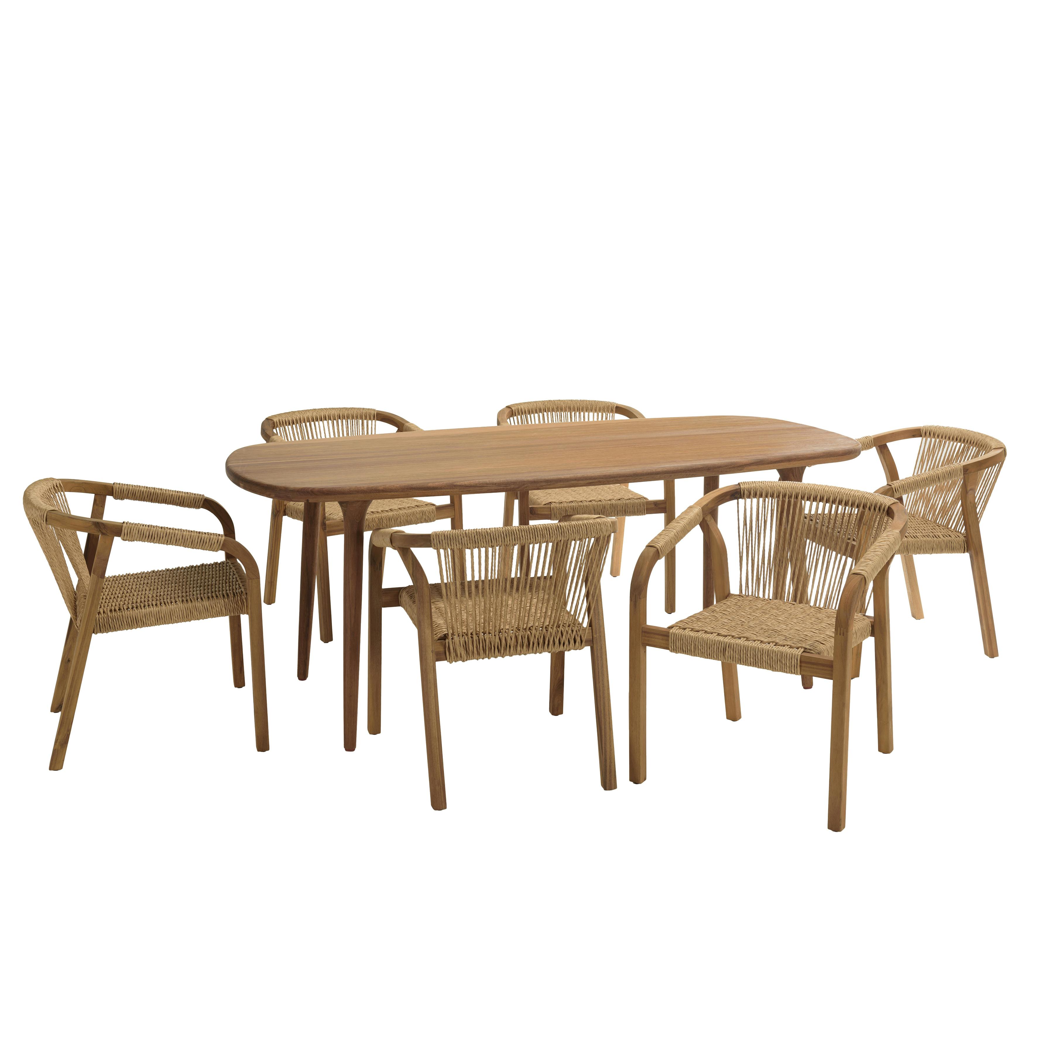 Salon de jardin table 200 cm 6 fauteuils OSTIA