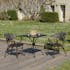 Salon de jardin table carrée noire 70x70 cm + 2 fauteuils bistrot tissu marron GIJON