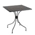 Salon de jardin table carrée noire 70x70 cm + 2 fauteuils bistrot tissu taupe GIJON