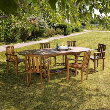  Salon de jardin table + chaises en teck massif SUMMER