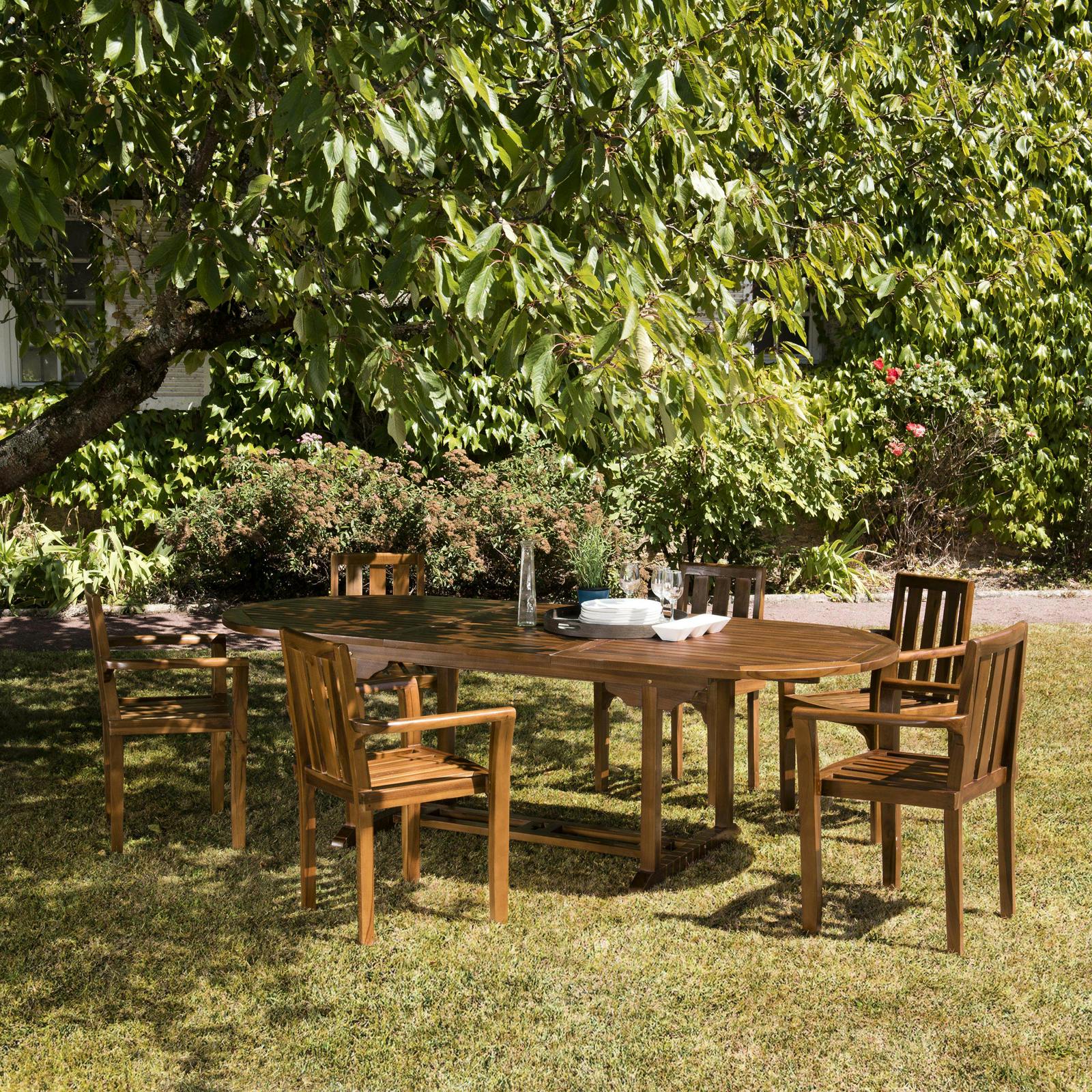 Salon de jardin table + chaises en teck massif SUMMER