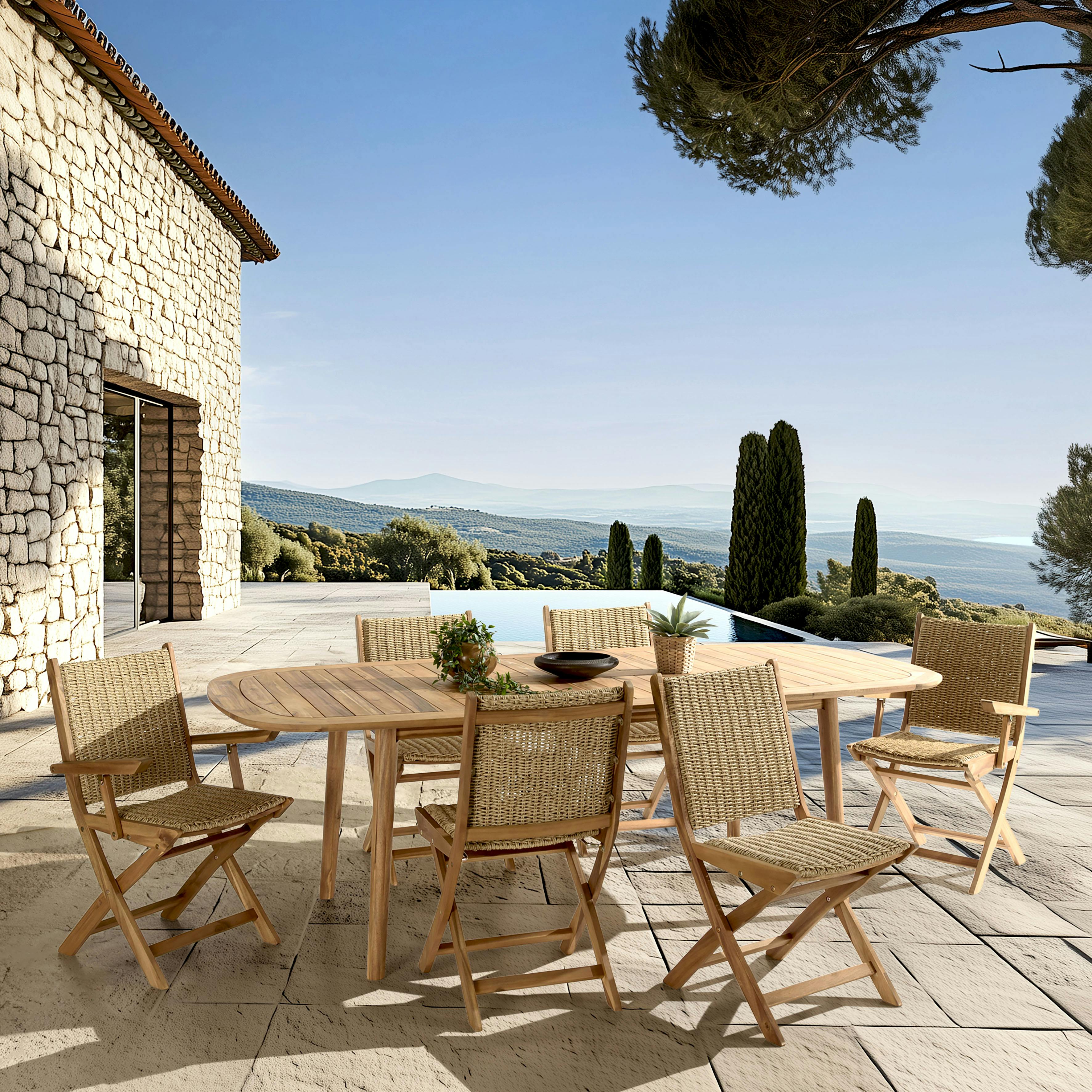 Salon de jardin table extensible et 6 assises  OSTIA