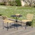 Salon de jardin table ronde métal noir D70 cm + 2 chaises tressées couleur naturelle GIJON