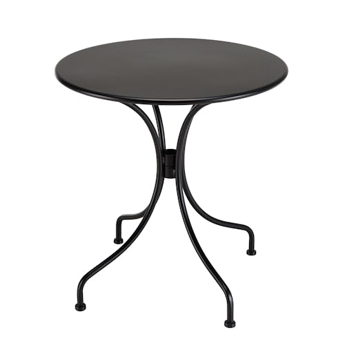Salon de jardin table ronde métal noir D70 cm + 2 chaises tressées couleur naturelle GIJON