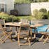 Salon de Jardin Table Teck 150/200cm + 6 Chaises pliantes SUMMER