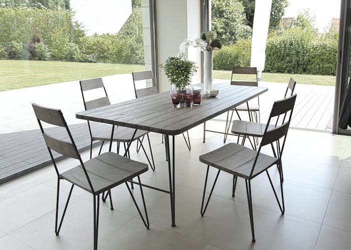 Salon de Jardin Table Teck 200x90cm + 6 chaises DETROIT ref. 30020821