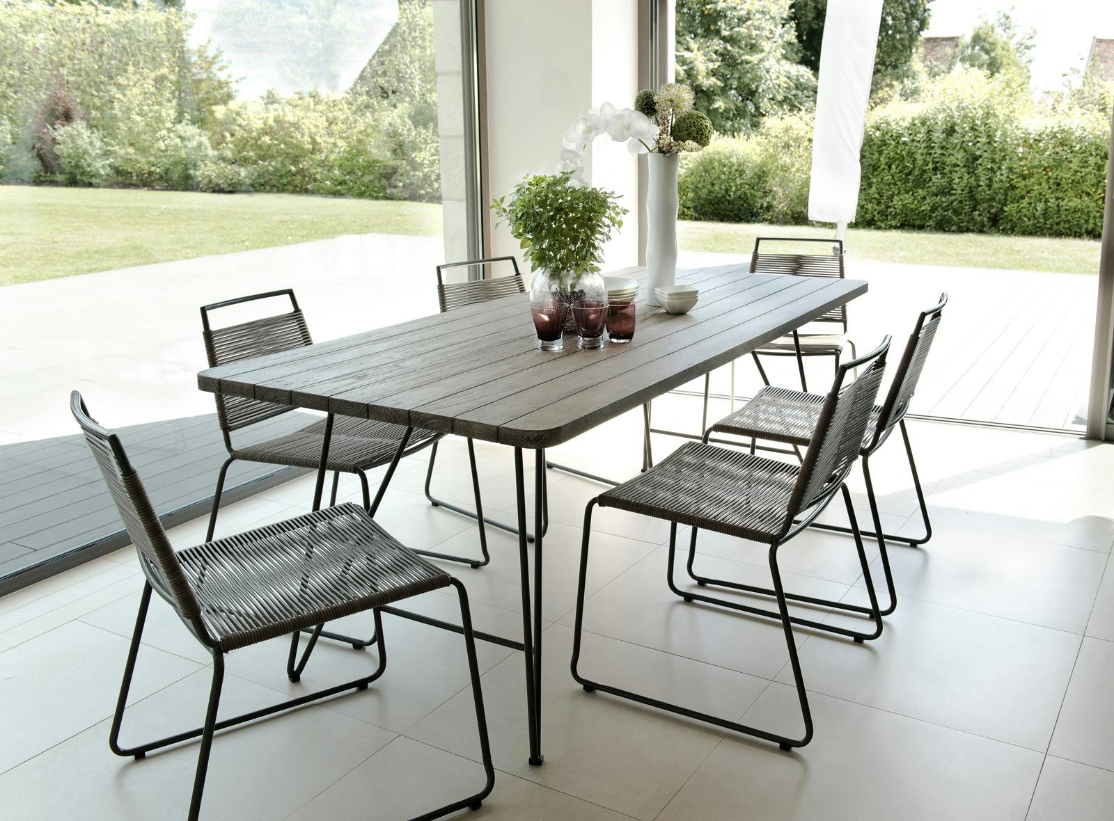 Salon de Jardin Table Teck 200x90cm + 6 chaises Jardin DETROIT ref. 30020823