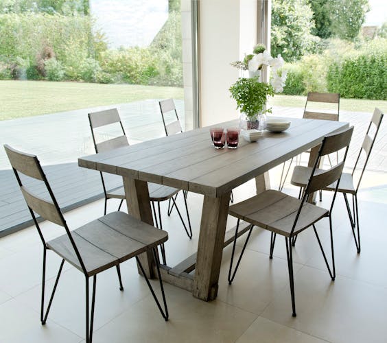 Salon de Jardin Teck Acier Table 200x90cm + 6 chaises DETROIT ref. 30020825