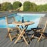 Salon de Jardin Teck Table D80 + 2 chaises pliantes SUMMER ref. 30020848