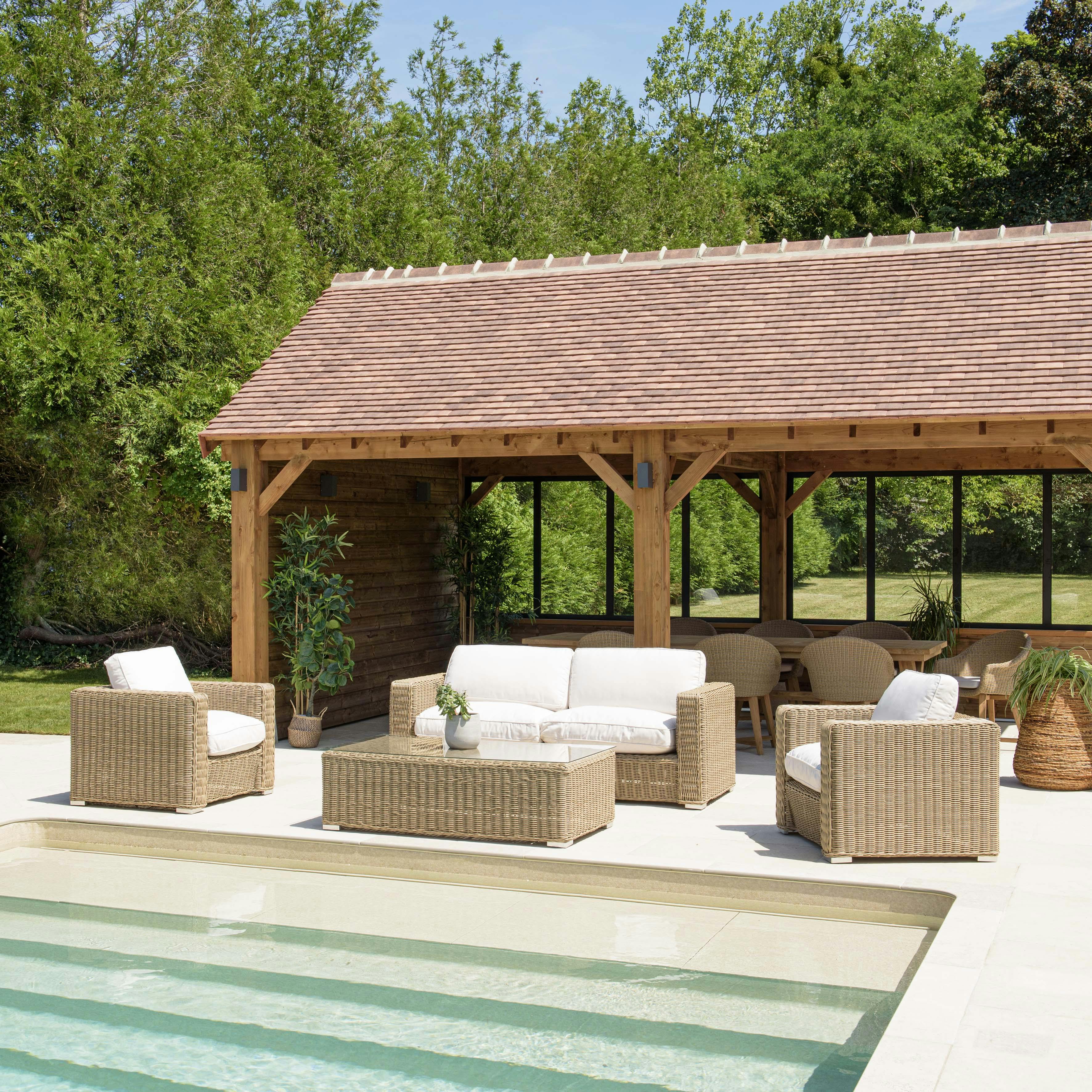 Salon détente 5 places résine tressée taupe MANY