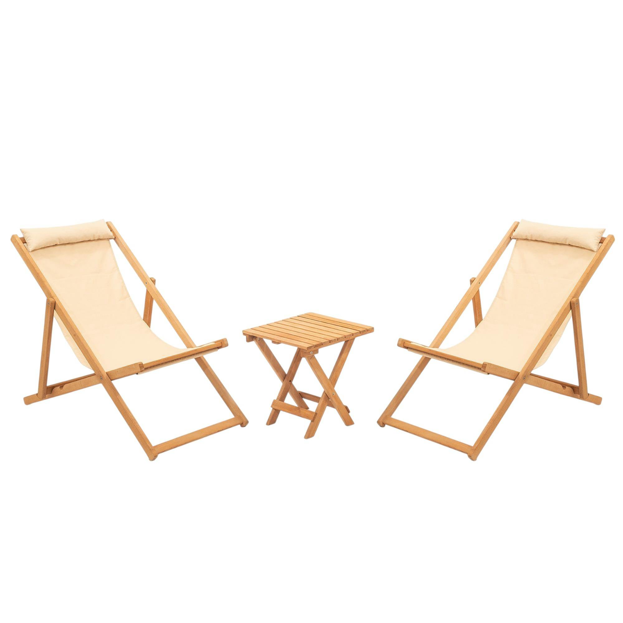 Salon jardin détente 2 places - bois et toile SORA