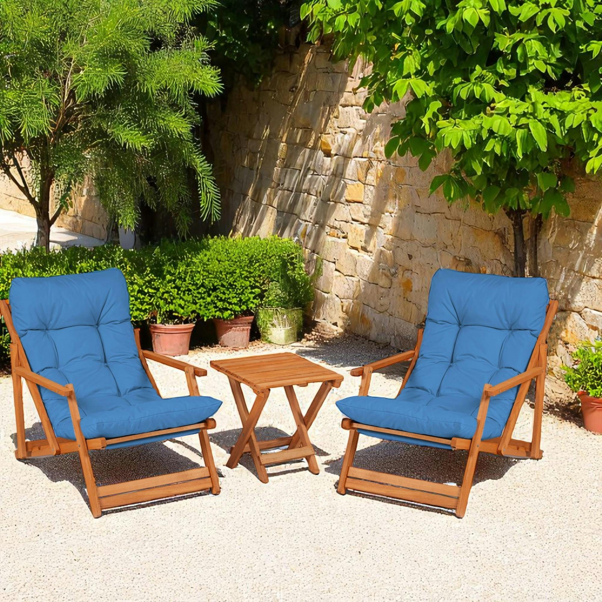 Salon jardin détente bleu - 2 assises confort SORA