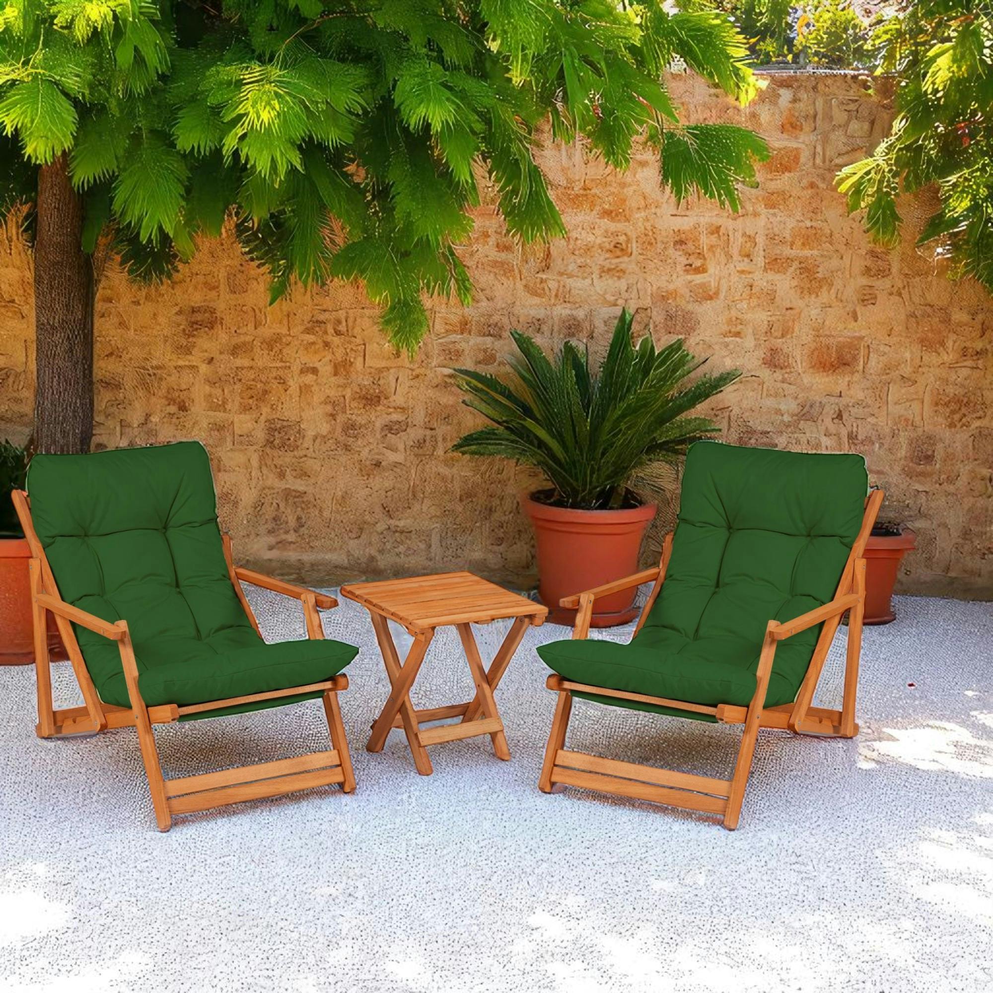 Salon jardin détente vert - 2 assises confort SORA