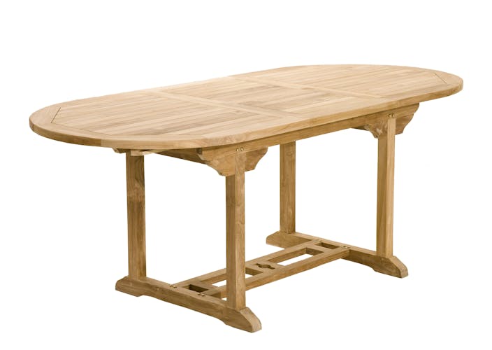 Salon jardin Teck table ovale 150/200cm 4 chaises 2 faut. SUMMER