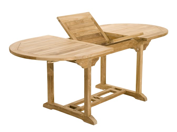 Salon jardin Teck table ovale 150/200cm 4 chaises 2 faut. SUMMER