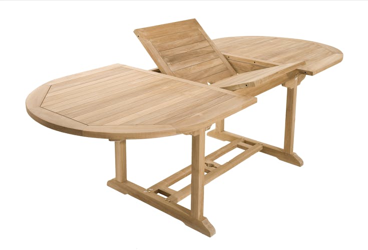 Salon jardin Teck table ovale 180x90cm 4 chaises 2 faut. SUMMER