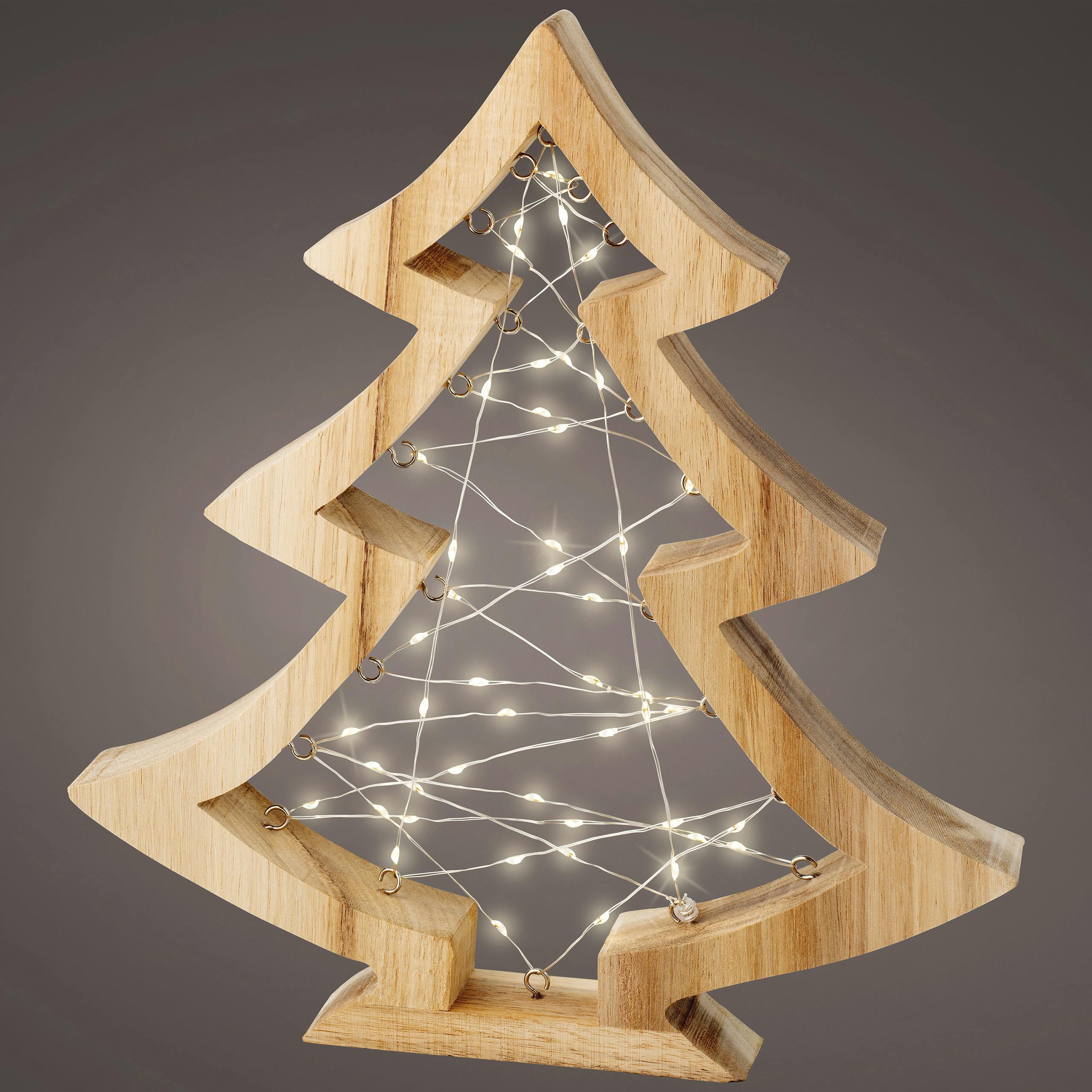 Sapin bois lumineux H32 cm