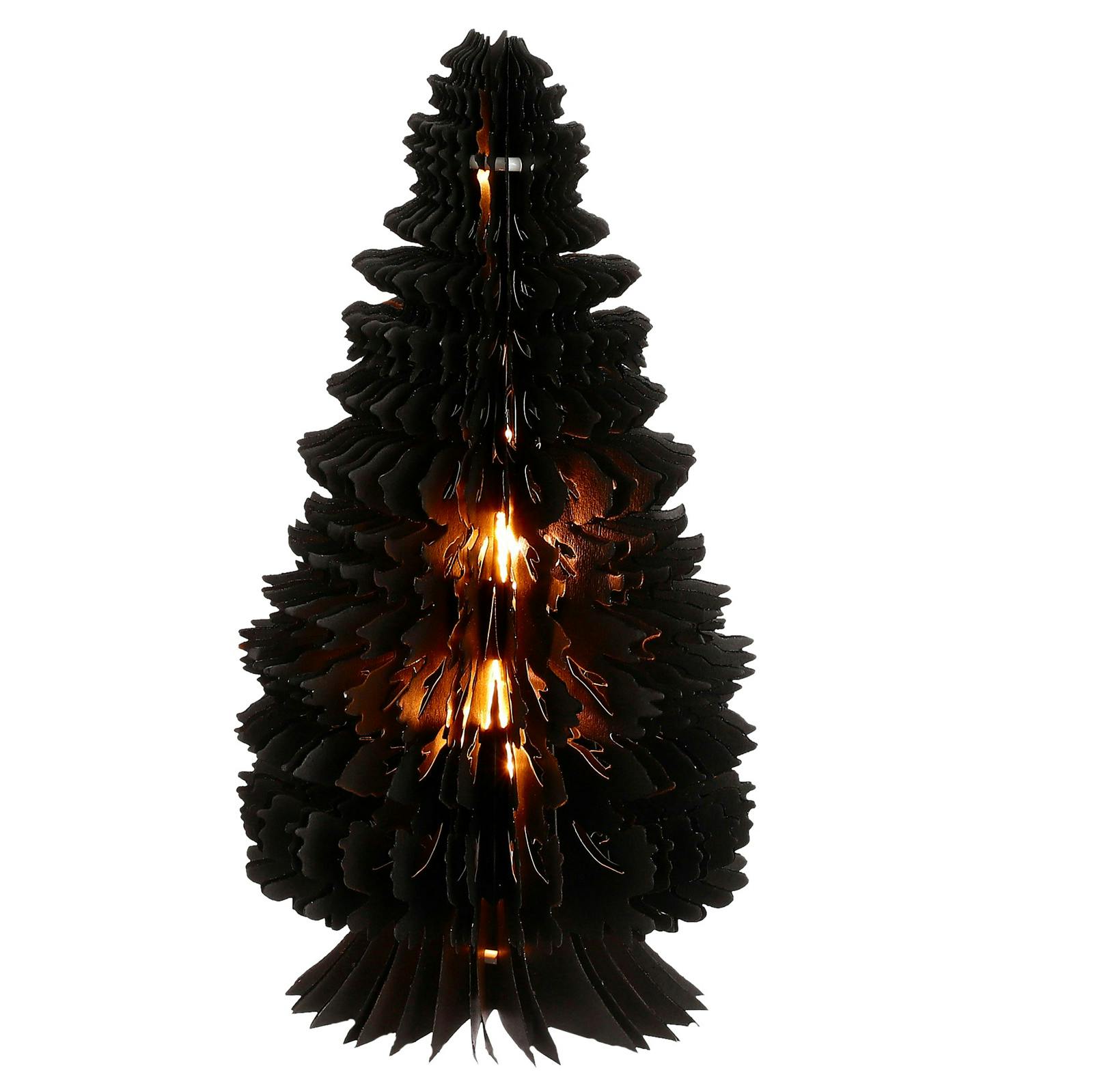 Sapin de Noël en papier noir avec leds