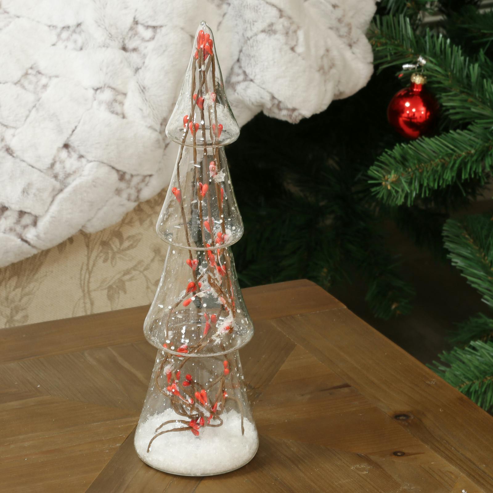 Sapin lumineux décor baies et neige LED