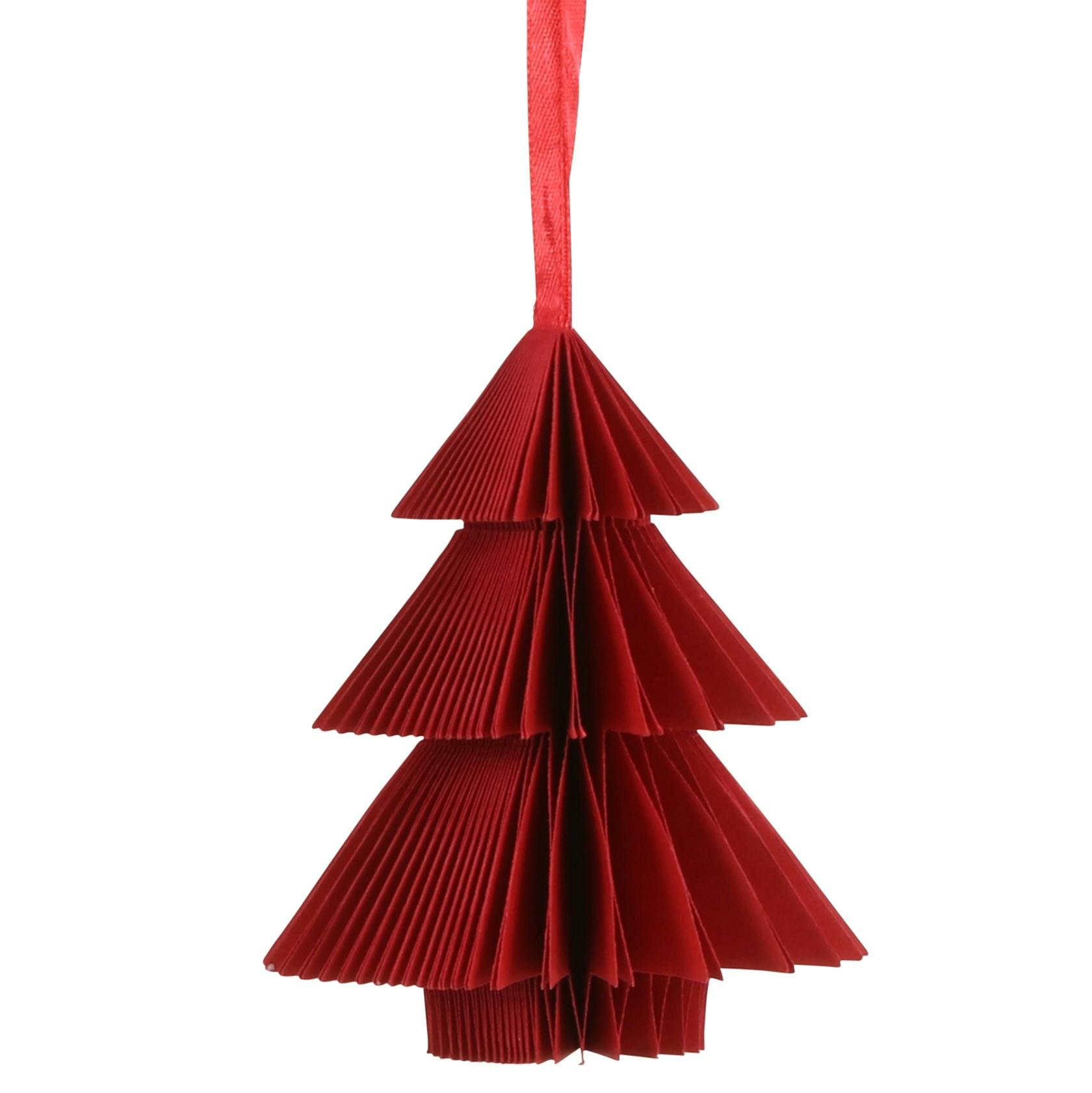 Sapin papier rouge à suspendre H 10 cm