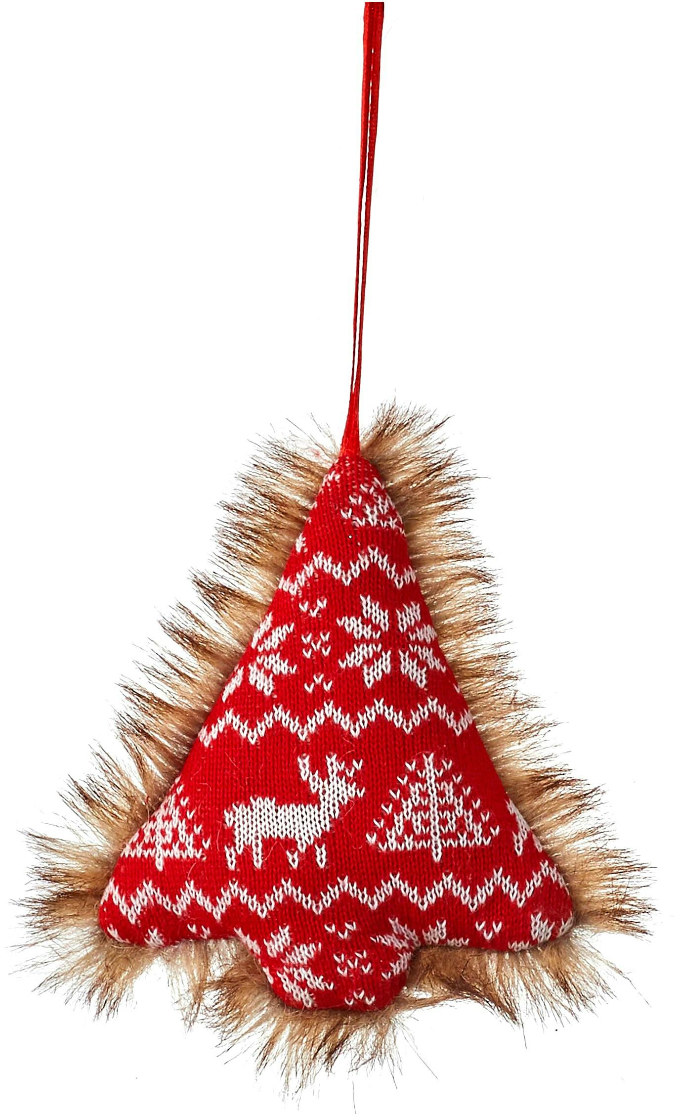 Sapin tissu rouge à suspendre H 12 cm