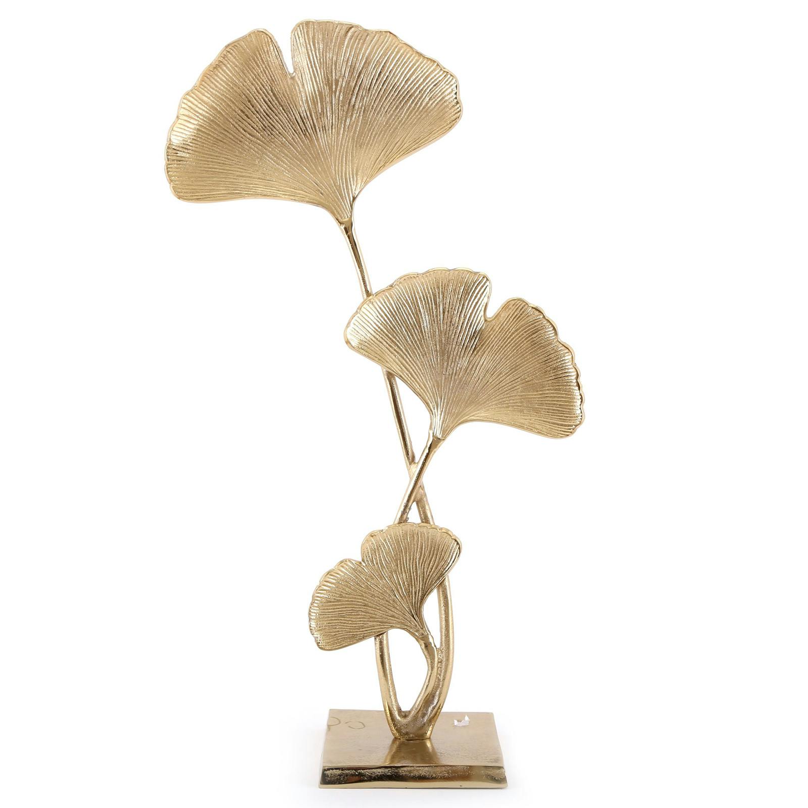 Sculpture feuilles de ginkgo sur pied 70 cm