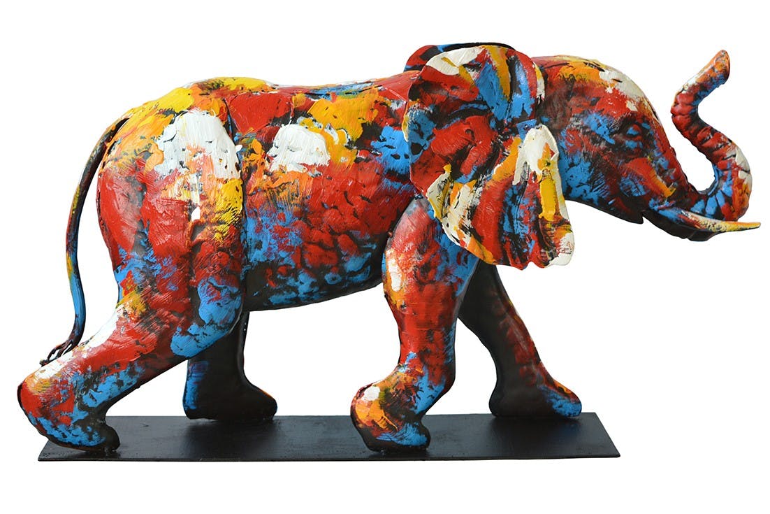 Sculpture moderne à poser éléphant en couleurs