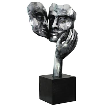  Sculpture moderne "Amore" argent socle noir