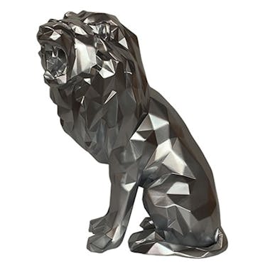  Sculpture moderne de lion rugissant couleur argent