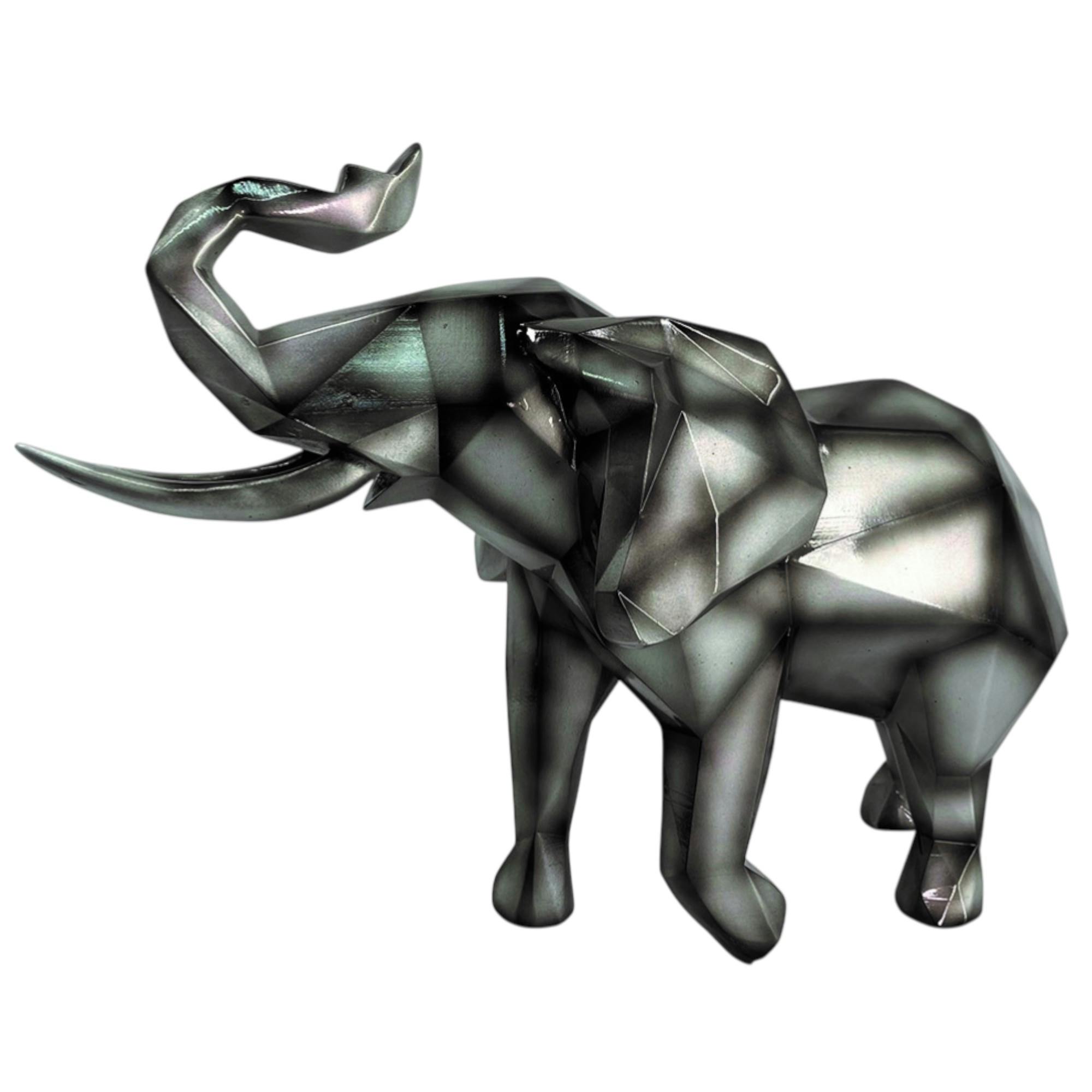 Sculpture moderne d'éléphant gris anthracite