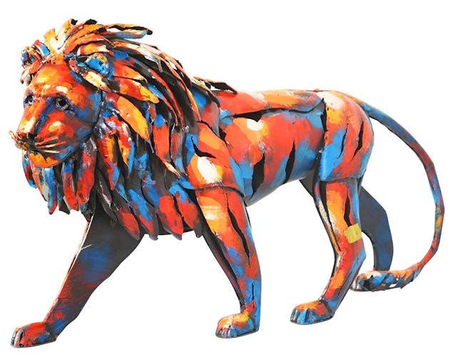 Sculpture moderne en métal peint lion