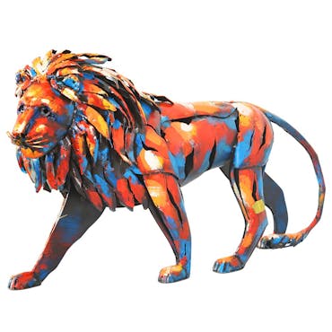  Sculpture moderne en métal peint lion