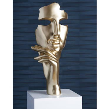  Sculpture moderne "Estilo" dorée socle blanc