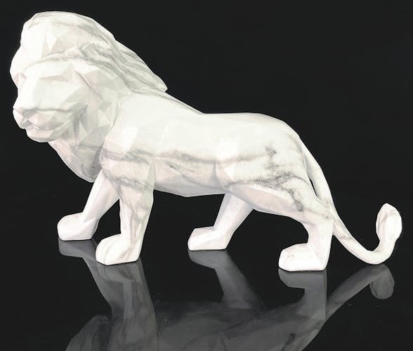 Sculpture moderne lion effet marbre