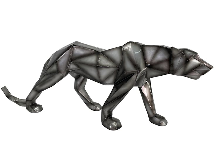 Sculpture moderne panthère gris anthracite 68 cm