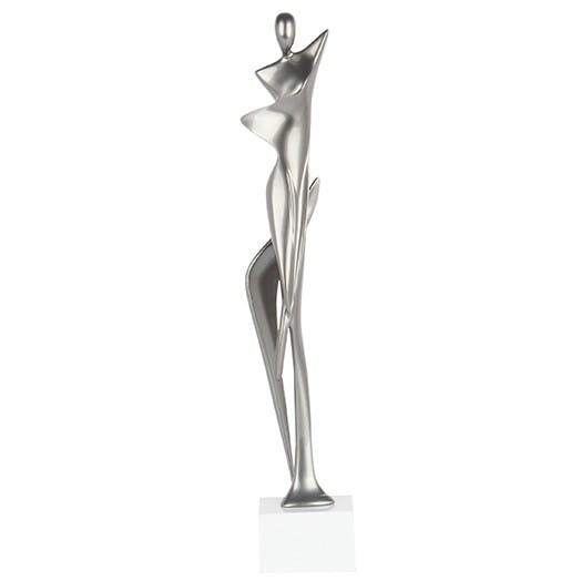 Sculpture moderne silhouette de femme couleur argent 43 cm